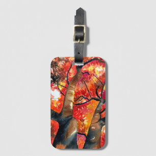 Watercolor Japanese maple tree art Luggage Tag