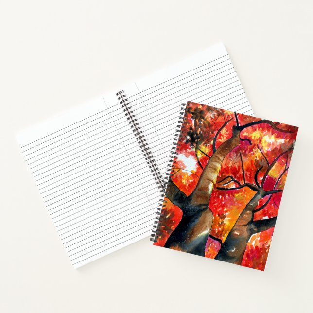 Watercolor Japanese maple tree art Notebook (Inside)