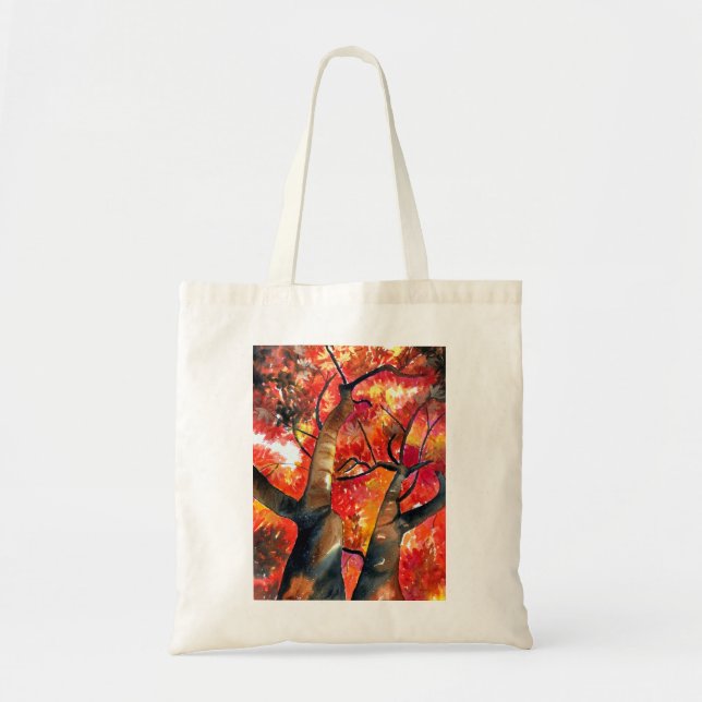 Watercolor Japanese maple tree art Tote Bag (Front)