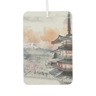 Watercolor Japanese Pagoda & Fuji  Car Air Freshener