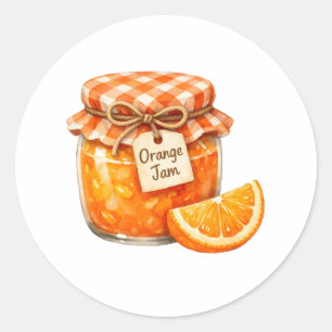 Watercolor Jar with Fresh Orange Fruit Jam Classic Round Sticker