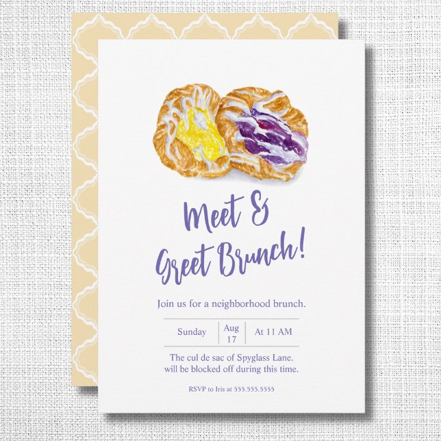 Watercolor Jelly Danishes Neighbourhood Brunch Invitation (Creator Uploaded)