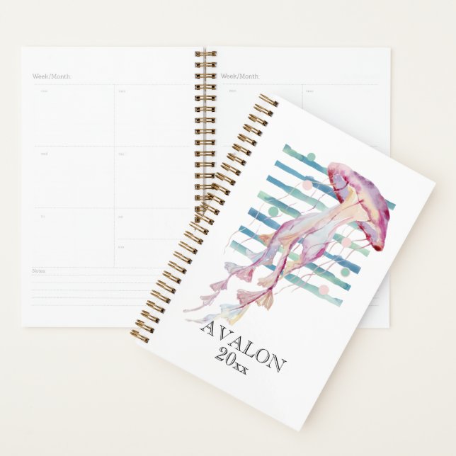 Watercolor JELLYFISH Beach Coastal AVALON EDITABLE Planner (Display)