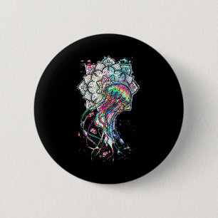 Watercolor Jellyfish Chakra Sea Animal Yoga Boho A 6 Cm Round Badge