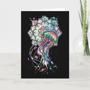 Watercolor Jellyfish Chakra Sea Animal Yoga Boho A Card