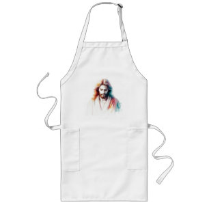 Watercolor Jesus Christ Portrait – Serene & Spirit Long Apron