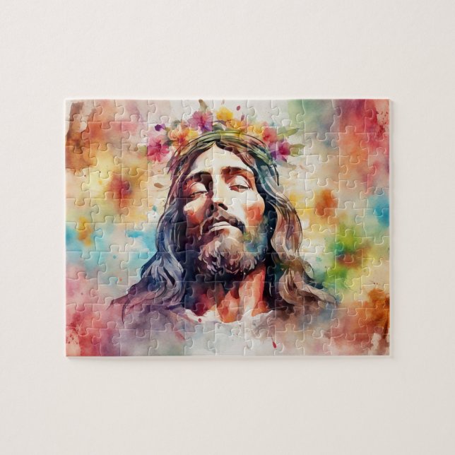 Watercolor Jesus Jigsaw Puzzle (Horizontal)
