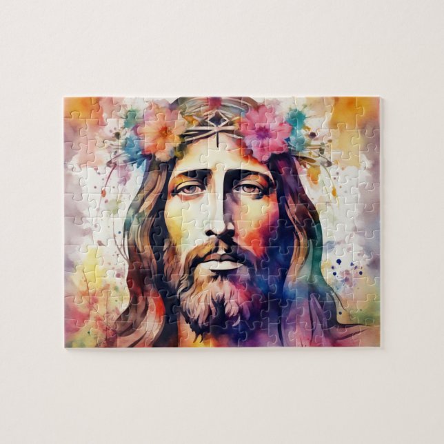 Watercolor Jesus Jigsaw Puzzle (Horizontal)