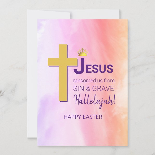 Watercolor JESUS RANSOMED ME Happy Easter Holiday Card (Front)