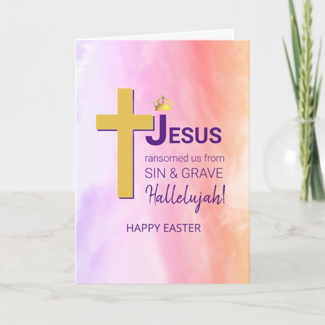 Watercolor JESUS RANSOMED ME Happy Easter Holiday Card (Front)