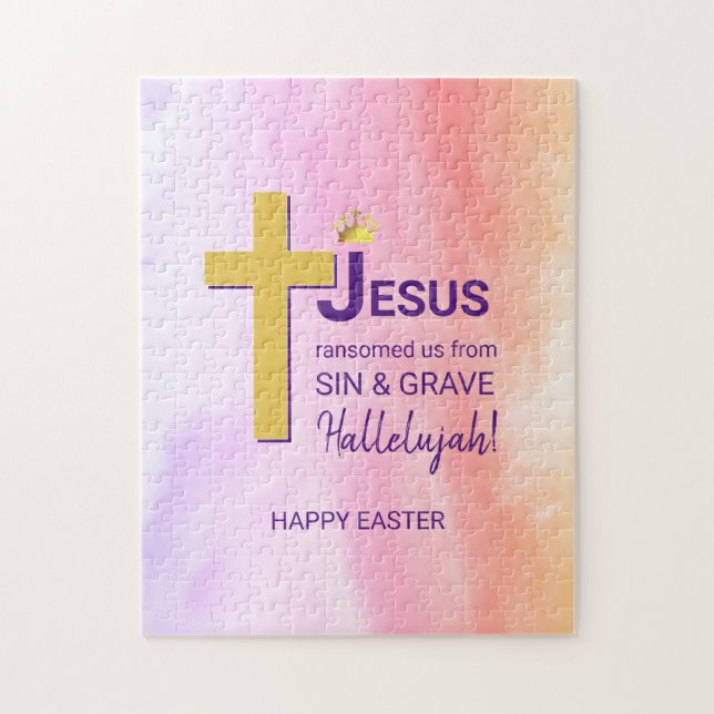 Watercolor JESUS RANSOMED US Christian Easter Jigsaw Puzzle (Vertical)