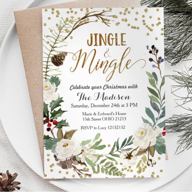 Watercolor Jingle and Mingle Christmas Party  Invitation (Creator Uploaded)