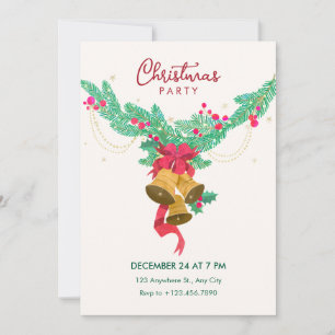 Watercolor jingle bells christmas invitation