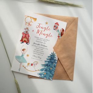 Watercolor Jingle Mingle Christmas  Holiday Party Invitation