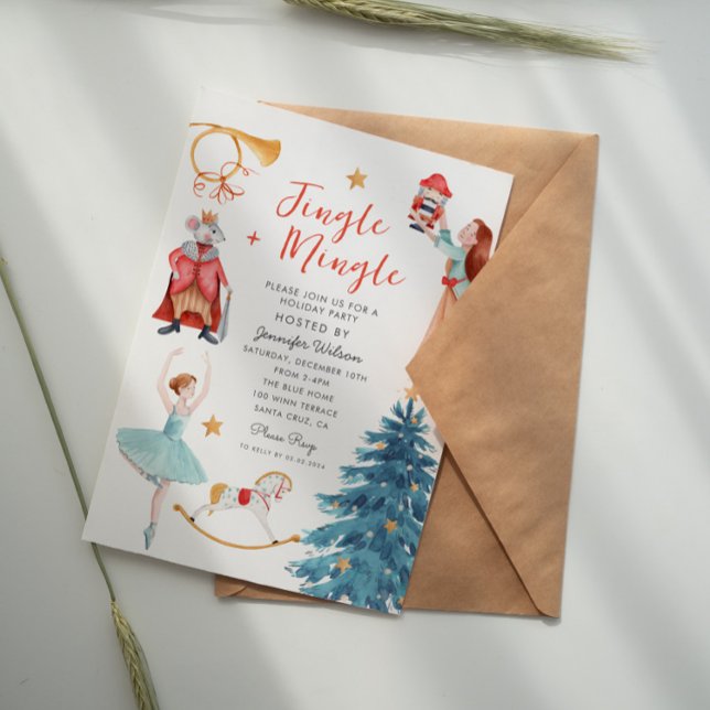 Watercolor Jingle Mingle Christmas  Holiday Party Invitation (Creator Uploaded)