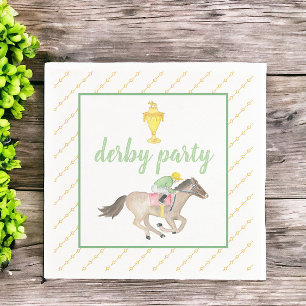 Watercolor Jockey Derby Party Horse Race Gold  Napkin