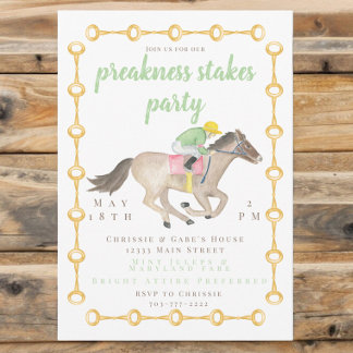 Watercolor Jockey Preakness Party Horse Race Invitation