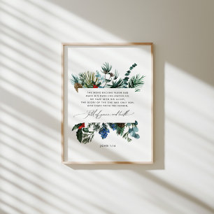 Watercolor John 1:14 Christmas poster