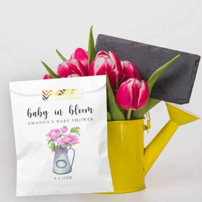 Watercolor jug of flowers - baby in bloom  favour bags (Creator Uploaded)