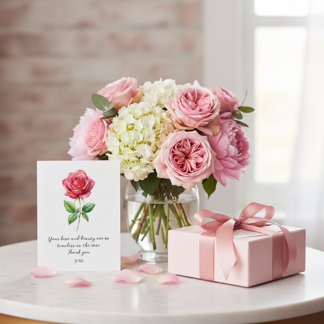 WATERCOLOR JUNE ROSE BIRTH FLOWER POSTCARD (Creator Uploaded)