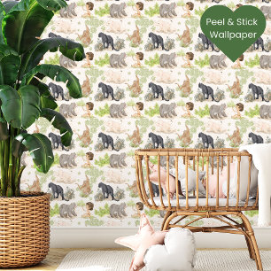 Watercolor Jungle Animals Peel & Stick Wallpaper
