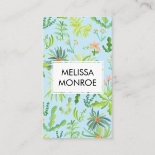 Watercolor Jungle Botanical Floral Nature Elegant  Business Card