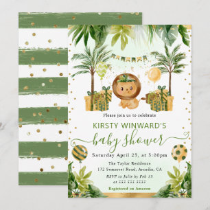Watercolor Jungle Lion Kids Baby Shower Invitation