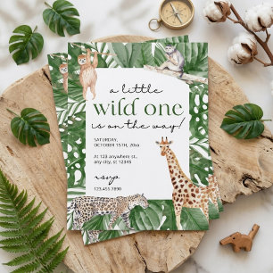 Watercolor Jungle Safari Animals Baby Shower Invitation