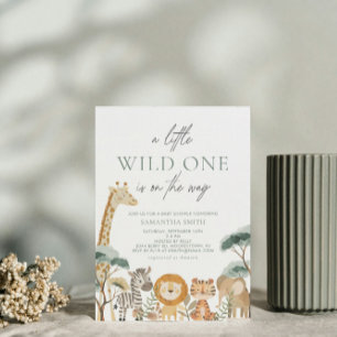 Watercolor Jungle Safari Animals Baby Shower Invitation