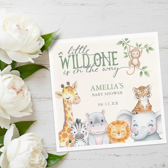 Watercolor Jungle Safari Animals Baby Shower  Napkin (Watercolor Jungle Safari Animals Baby Shower Napkins)