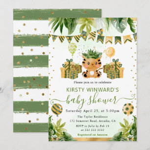 Watercolor Jungle Tiger Baby Shower Invitation