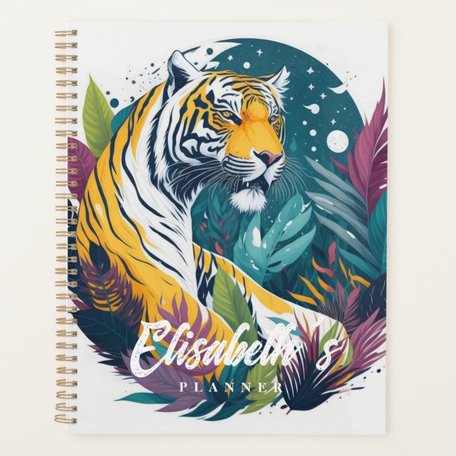 Watercolor Jungle Tiger  Planner (Front)