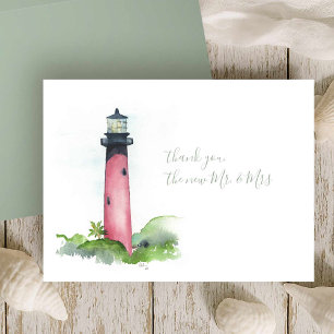 Watercolor Jupiter Lighthouse Thank You Stationery Note Card
