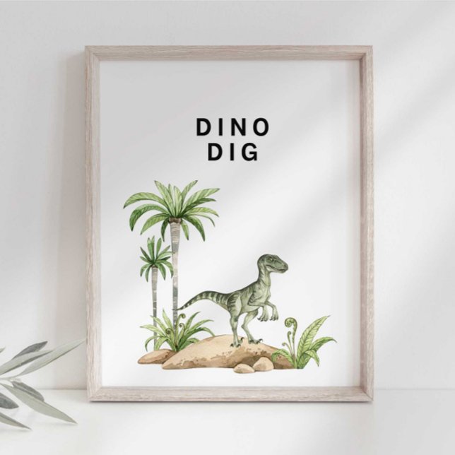 Watercolor Jurassic Dinosaur Dino Dig Sign (Creator Uploaded)