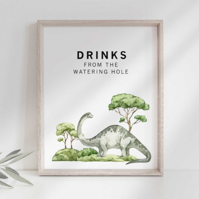 Watercolor Jurassic Dinosaur Drink Sign (Creator Uploaded)