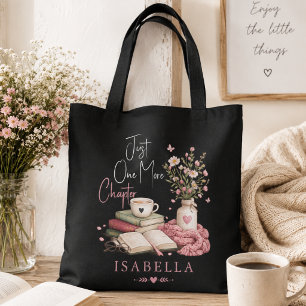 Watercolor Just One More Chapter Floral Reader Tote Bag