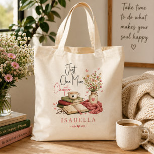 Watercolor Just One More Chapter Floral Reader Tote Bag