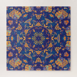 Watercolor Kaleidoscope Mandala Oriental Design. Jigsaw Puzzle