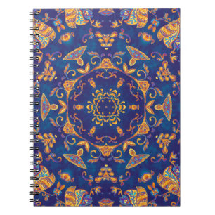 Watercolor Kaleidoscope Mandala Oriental Design. Notebook