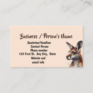 Watercolor Kangaroo Animal Custom  Business Card