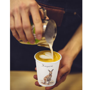 watercolor kangaroo customisable paper cups