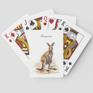 watercolor kangaroo customisable playing cards