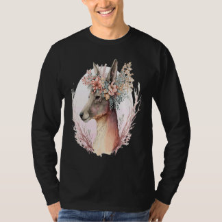 Watercolor Kangaroo Flower Crown Australian Animal T-Shirt