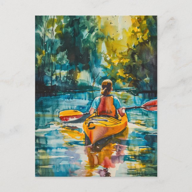 Watercolor Kayak Painting Postcard (Front)
