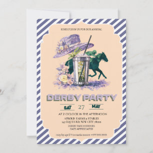 Watercolor Kentucky Derby Party Invitation Purple 