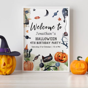 Watercolor Kids Birthday Halloween Welcome Sign