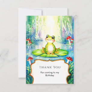 Watercolor Kids Frog Birthday Thank You Card