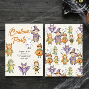 Watercolor Kids Halloween Costume Party Whimsical  Invitation