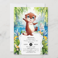 Watercolor Kids Otter Birthday