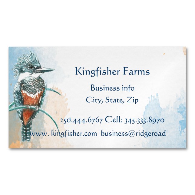 Watercolor Kingfisher Business Logo  Business Card (Front)